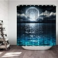 thumbnail image 5 of Shower Curtain Full Moon Over Ocean Landscape Waterproof Fabric Shower Curtain for Bathroom Decor Set with Hooks 72 x 72 Inches, 5 of 6