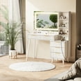 thumbnail image 4 of 44" Vanity Desk with Mirror and Lights, Makeup Table with Fluted Storage Drawer, Cabinet,3 LED Lights Modes, Power Outlet for Bedroom White, 4 of 10