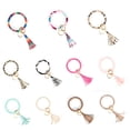 thumbnail image 1 of Kasmotion Leather Keychain Bracelet Leopard Snake Leather Fashion Boho Keyring Round Unique Floral Keychain with Tassel, 1 of 7