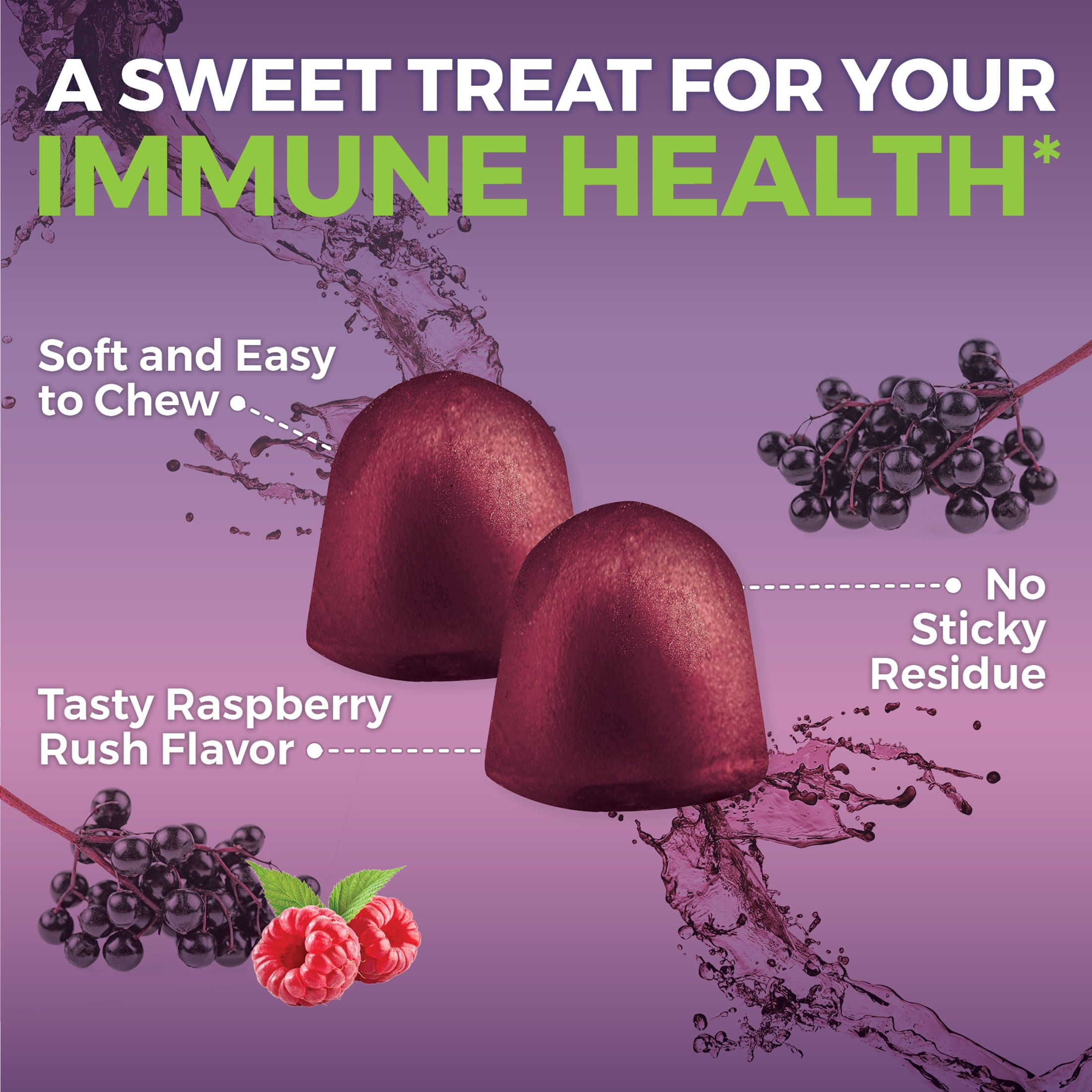 Viva Naturals Organic Elderberry, Vitamin C + Zinc Gummies, Raspberry Rush Flavor, 120 Gummies