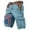 Blue, variant on Men's Vintage Distressed Cargo Shorts with Ripped American Flag Print and Multi-Pockets Featuring Relaxed Fit Design Army Green L