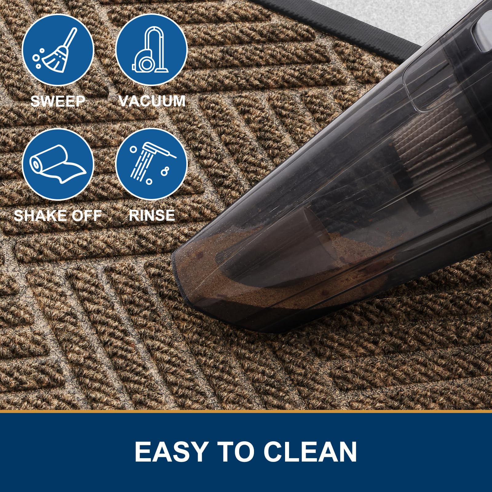 Smiry Front Door Mats For Inside, Low Profile Heavy Duty Outdoor Doormats, Non Slip Dirt Trapper Entryway Mat, 47x32, Brown