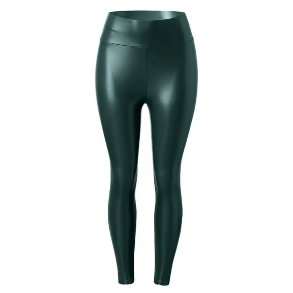 Womens Leather Leggings Stretch High Waisted Pleather Pants