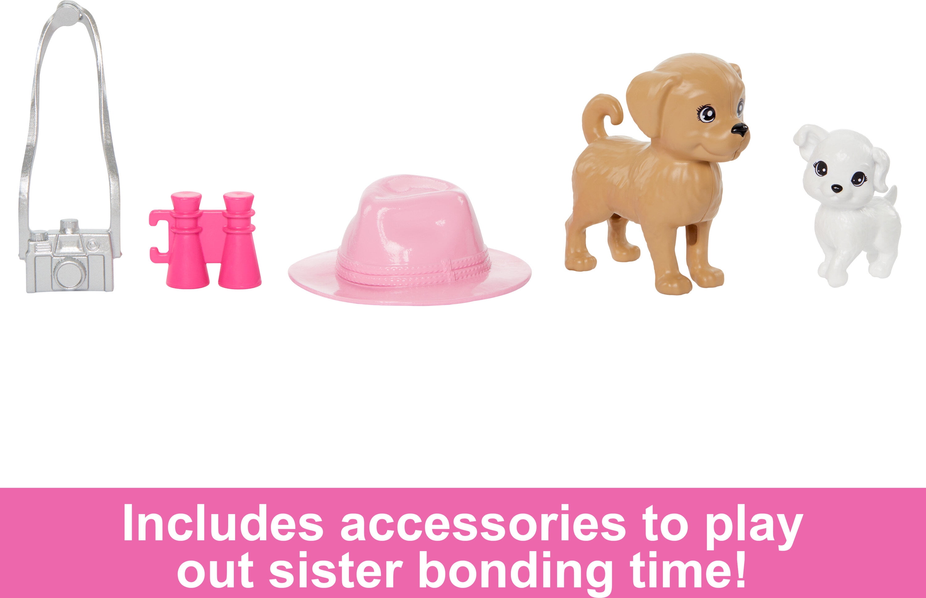 Barbie & Stacie Sister Doll Set with 2 Pet Dogs & Accessories