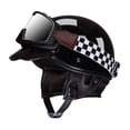 thumbnail image 2 of Casco de scooter Casco de bicicleta Gorra vintage transpirable Equipo de ciclismo con gafas Media Negro brillante, 2 of 9