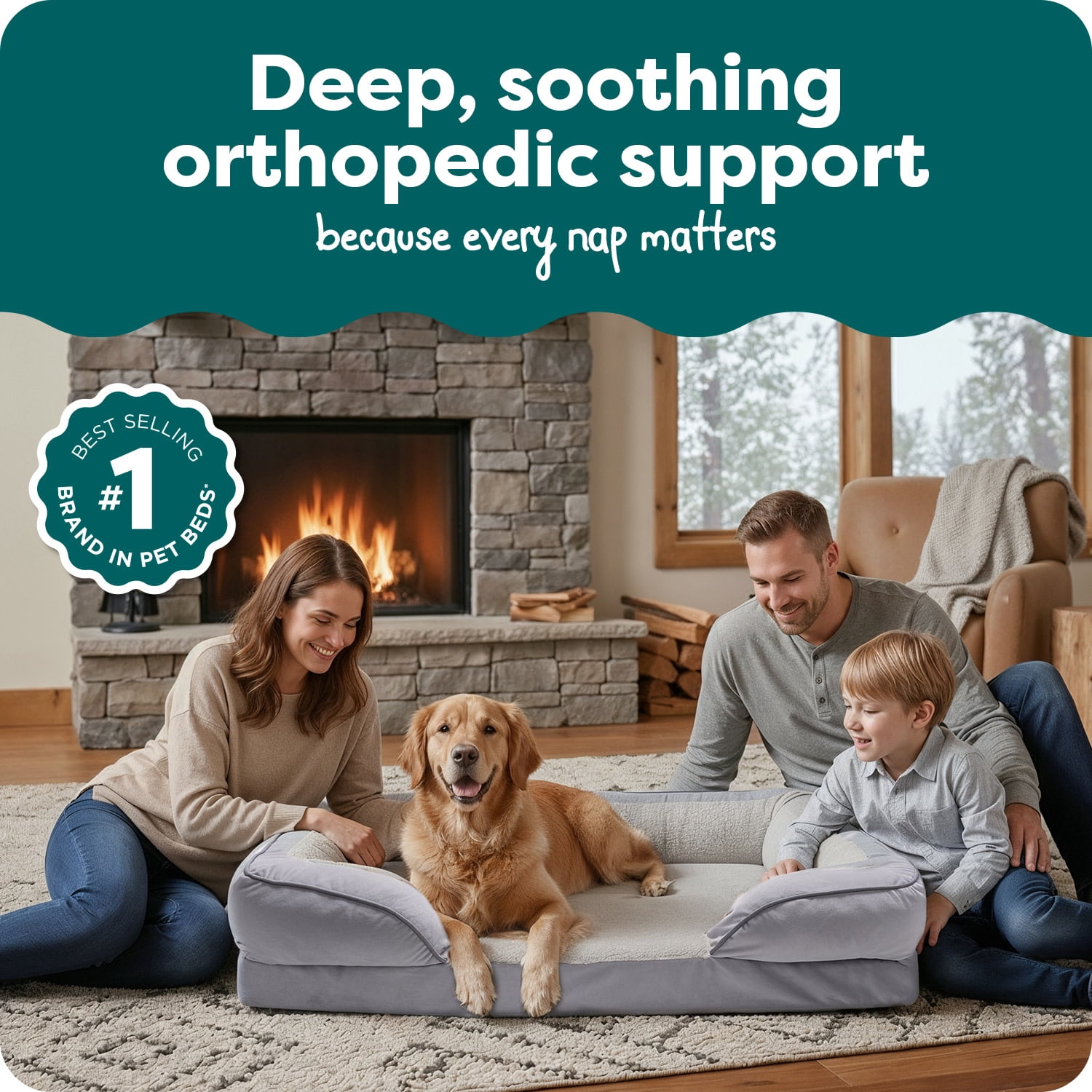 FurHaven Orthopedic Dog Bed for Large Dogs-Perfect Comfort Sofa, Egg Crate with a Solid Orthopedic Foam Base for Joint Support, Washable Cover, Jumbo XL, Plush & Velvet, Granite Gray