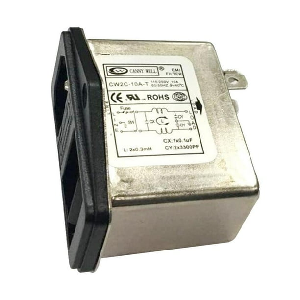 Seitruly Filtro RFI AC 250V 10A CW2C-10A-T Supresor Filtro de ruido de línea de alimentación Electrónica miscelánea