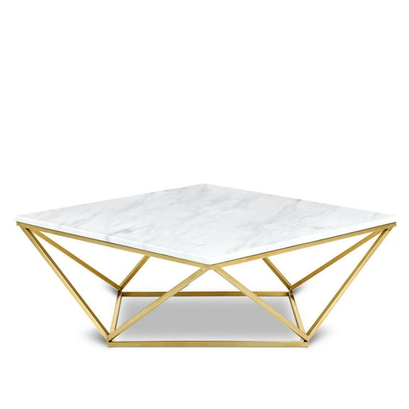 Meridian Furniture Mason Contemporary Stone Coffee Table in Gold