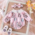 thumbnail image 4 of My First Easter Baby Girl Outfit Baby Girl Ruffles Cute Bunny Pattern Print Jumpsuit Bodysuit Baby Easter Outfit Pink 6 Months-12 Months, 4 of 7