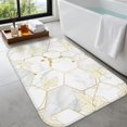 White and Gold Marble Pattern Non-Slip Bath Mat, Shower Room Rug with ...