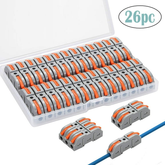 26 PCS Eugiichr Lever Wire Connectors – Quick Connect Nuts Inline Splices Push-in Professional Electrical Butt Compact Terminals Splicing Speaker Connector Kit for Various Circuits,