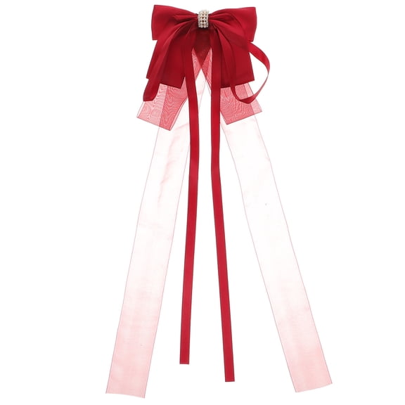 ETHZZLE Elegant Curly Hair Bow Clips with Ribbon, Stylish Cloth Hair Accessory for Women, 1 Piece