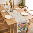 thumbnail image 3 of Table Runner 108 Inches Long for Kitchen Dining, Spring Floral Dresser Scarf Farmhouse, Dining Table Decorations for Wedding/Parties, Watercolor Lavender Daisy Butterflies Linen 13 x 108 In, 3 of 8