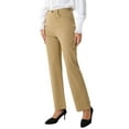 thumbnail image 4 of Pantalones de trabajo rectos para mujer INSPIRE CHIC, pantalones casuales de alta elasticidad, pantalones de oficina, talla XS, color caqui, 4 of 5