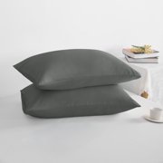 [Pillowcase]-Ultra Soft Brushed Microfiber Pillowcases Set, Cozy Machine Washable Bed Pillow Cases, King Size, Dark Gray, 2 Piece