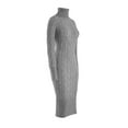 thumbnail image 5 of Langwyqu Autumn Winter Fashion Women Long Sleeve Solid Turtleneck Sweater Dress Slim Fit Knee-Length Knit Sweater, 5 of 5
