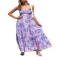 thumbnail image 1 of Women‘s Summer Bohemian Strapless Off Shoulder Maxi Dress White Tube Backless Flowy A Line Beach Long Maxi Dress, 1 of 7