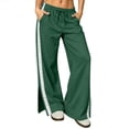 thumbnail image 3 of Tqcoqu Women's High Waist Wide Leg Sweatpants, Lace Side Stripe Drawstring Split Hem Pants with Pockets, Y2K Trendy Casual Athletic Pants, 3 of 9