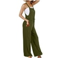 thumbnail image 6 of gakvbuo Wide Leg Suspender Jumpsuits Overalls For Women Casual Loose Fit Bib Spring Summer Drawstring Belted Jumpsuit Long Pant One Piece Rompers With Pockets, 6 of 8