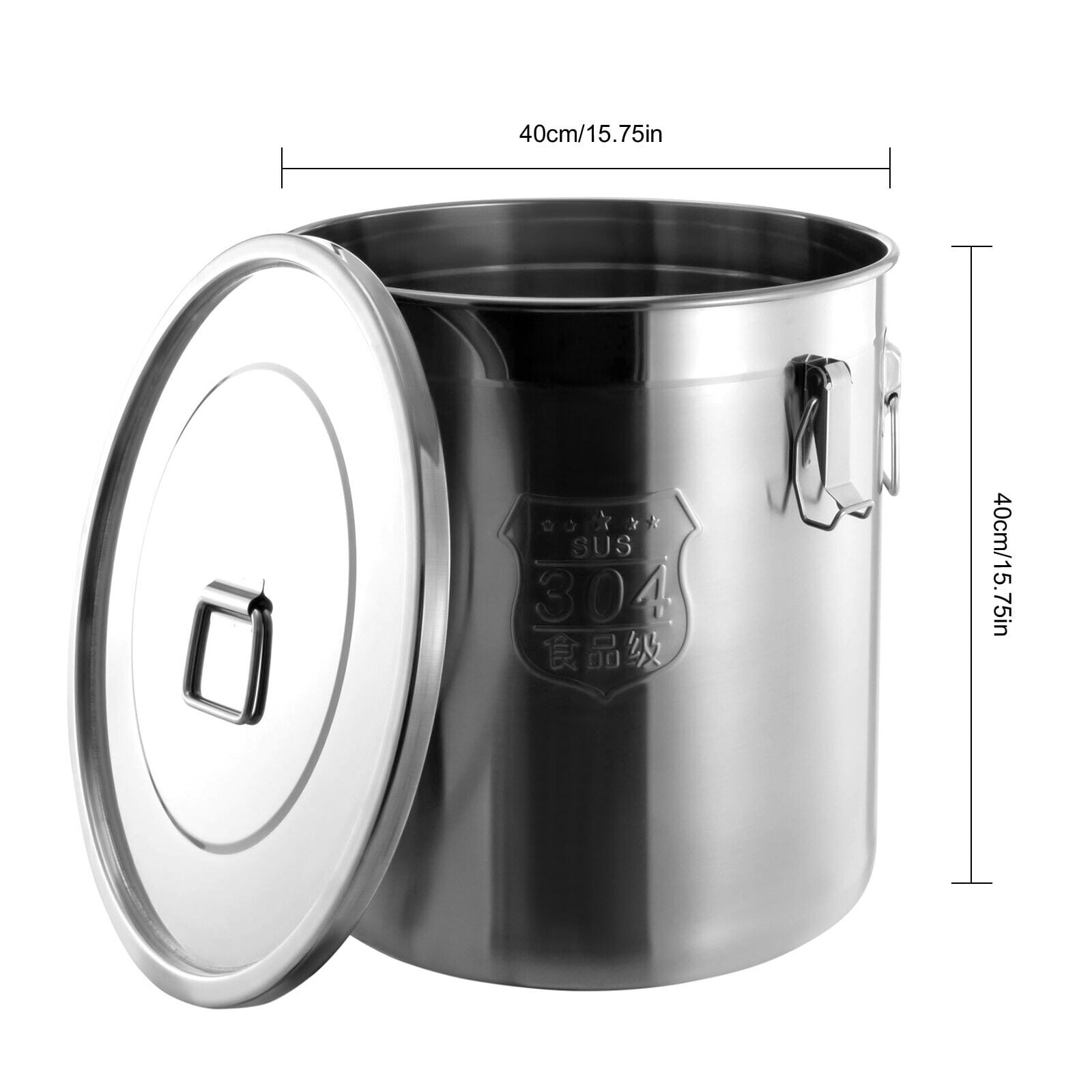 FETCOI Stainless Steel Food Storage Container Airtight Canister Storage Bucket 48 Liter