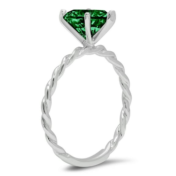2 ct Marquise Cut Simulated Emerald Solitaire Engagement Ring for Women in 18K White Gold