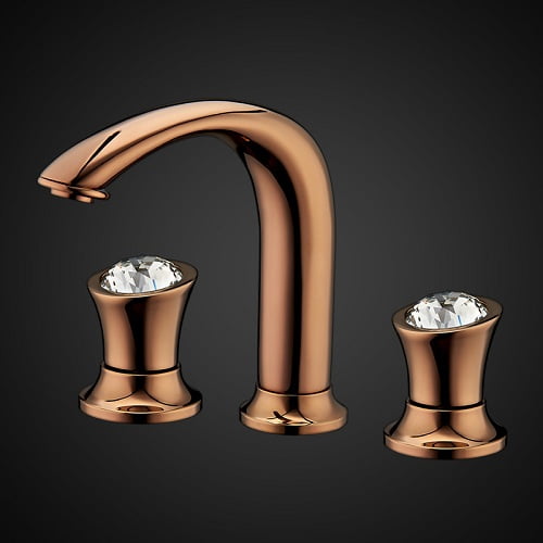 Juno Luxury Dual Diamond Handles Solid Brass 8" Widespread Lavatory Basin Sink Faucet