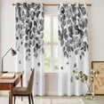 thumbnail image 4 of Gray Botanical Kitchen Curtains 96 Inch Length, Watercolor Spring Summer Eucalyptus Leaves Grommet Top Bedroom Living Room Curtains, Light Filtering Cafe Curtain Drapes 2 Panels Set 104''x96'', 4 of 9