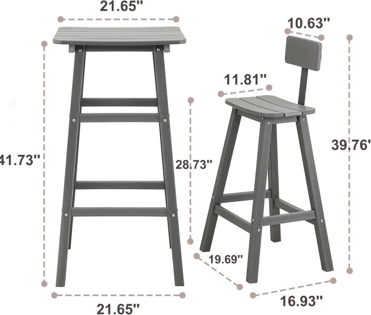 Outdoor Bar Table, HDPE Patio Bar Table, All Weather Height Patio Tables, Outdoor Bar Height Table, Tall Bistro Pub Table for Outside Deck, Porch