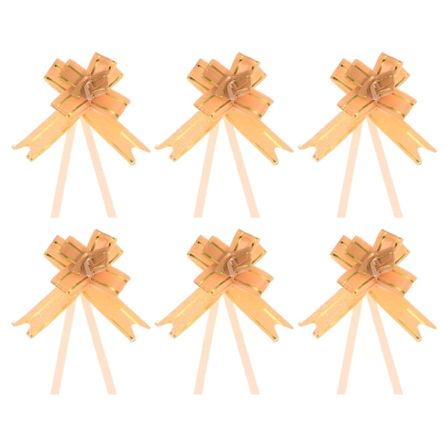 Unique Bargains 8' Pull Bows Gift Wrapping Pull Bow Gold Thread Style Baskets Present Bows Knot Ribbon Orange 100 Pcs