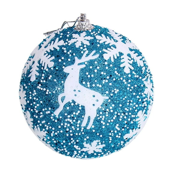 Blue Christmas Ball Ornament Foam Pendant Snowflake Hanging Decor For Tree Holiday Home Party Festive Decoration 8Cm 0.18Lb