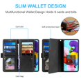 thumbnail image 2 of Dteck Wallet Case For Samsung Galaxy A51 4G, Matte PU Leather Case Built-in 9 Card Slots Zipper Purse Flip Cover With Hand Strap, Black, 2 of 7