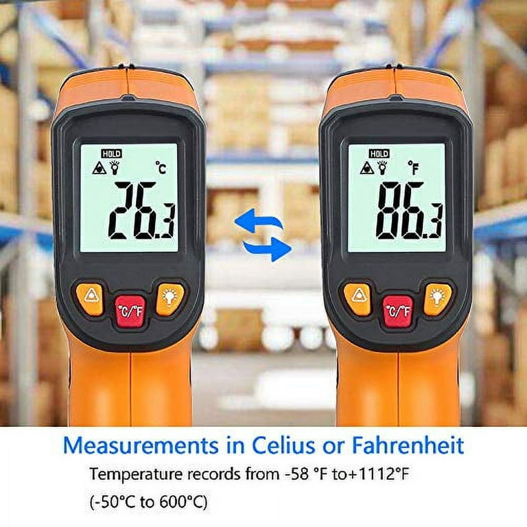 Ketotek Digital Infrared Thermometer Temperature Gun -58?-1112? (-50? -  600?) Handheld Non Contact IR Laser Thermometer KT600Y for Cooking Meat  Kitchen Refrigerator Pool Pizza Oven BBQ Food 