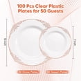 thumbnail image 3 of Daluvenix 200 Pcs Rose Gold Plastic Plates for 50 Guests, White and Rose Gold Disposable Plates, Vintage Disposable Dinnerware for Party, Wedding and Graduation, 3 of 10
