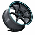thumbnail image 2 of 18x8.5 Rotiform RC208 BPU Gloss Black W/ Teal Stripe Wheel 5x120 (35mm), 2 of 3