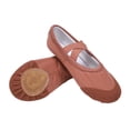 thumbnail image 2 of Gpaecead Girls Leather Toe Ballet Practice Flats Canvas No Tie Soft Sole Dance Shoes For Big Kids Yoga Gymnastics, Brown, 2 of 8