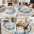 thumbnail image 5 of 5'x8' Area Rugs, Blue Beige Coastal Indoor Outdoor Area Rug for Living Room Bedroom, Beach Nautical Coral Starfish Shell Washable Bathroom Rugs Kitchen Floor Carpet Mats Home Decor Aesthetic, 5 of 8