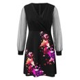 thumbnail image 4 of Mini vestido de manga larga con estampado de malla y cuello en V sexy para mujer Fridja  NMB3647, 4 of 4