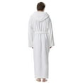 thumbnail image 2 of Men's Olympic Style Turkish Cotton Hooded Bathrobe with Long Options, Full Length, White, LXL, 2 of 4