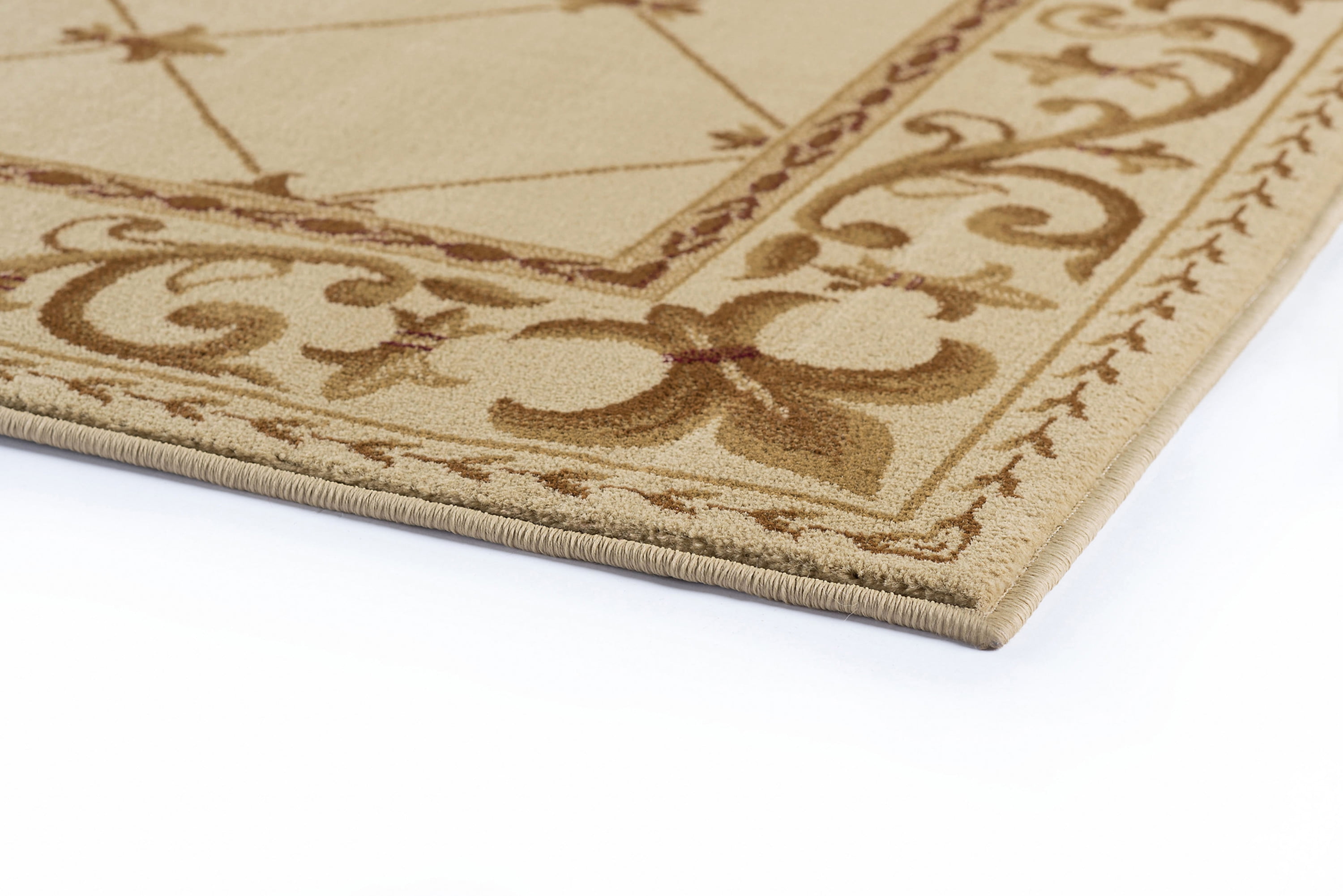 Sensation Traditional 5' x 7' Ivory and Beige Polypropylene Indoor Area Rug