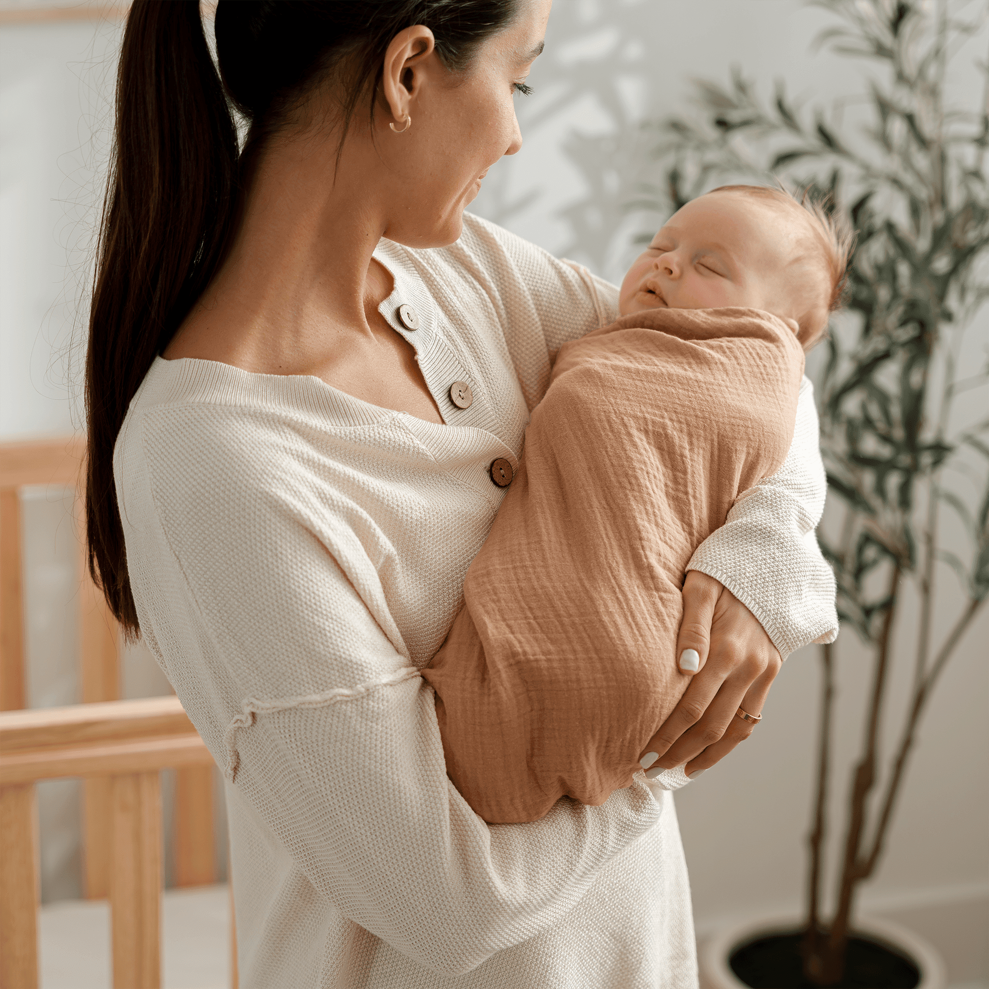 Comfy Cubs Muslin Swaddle Blankets Pack of 3 - 42 x 42 Inch Large Wraps for Newborns - Neutral Set
