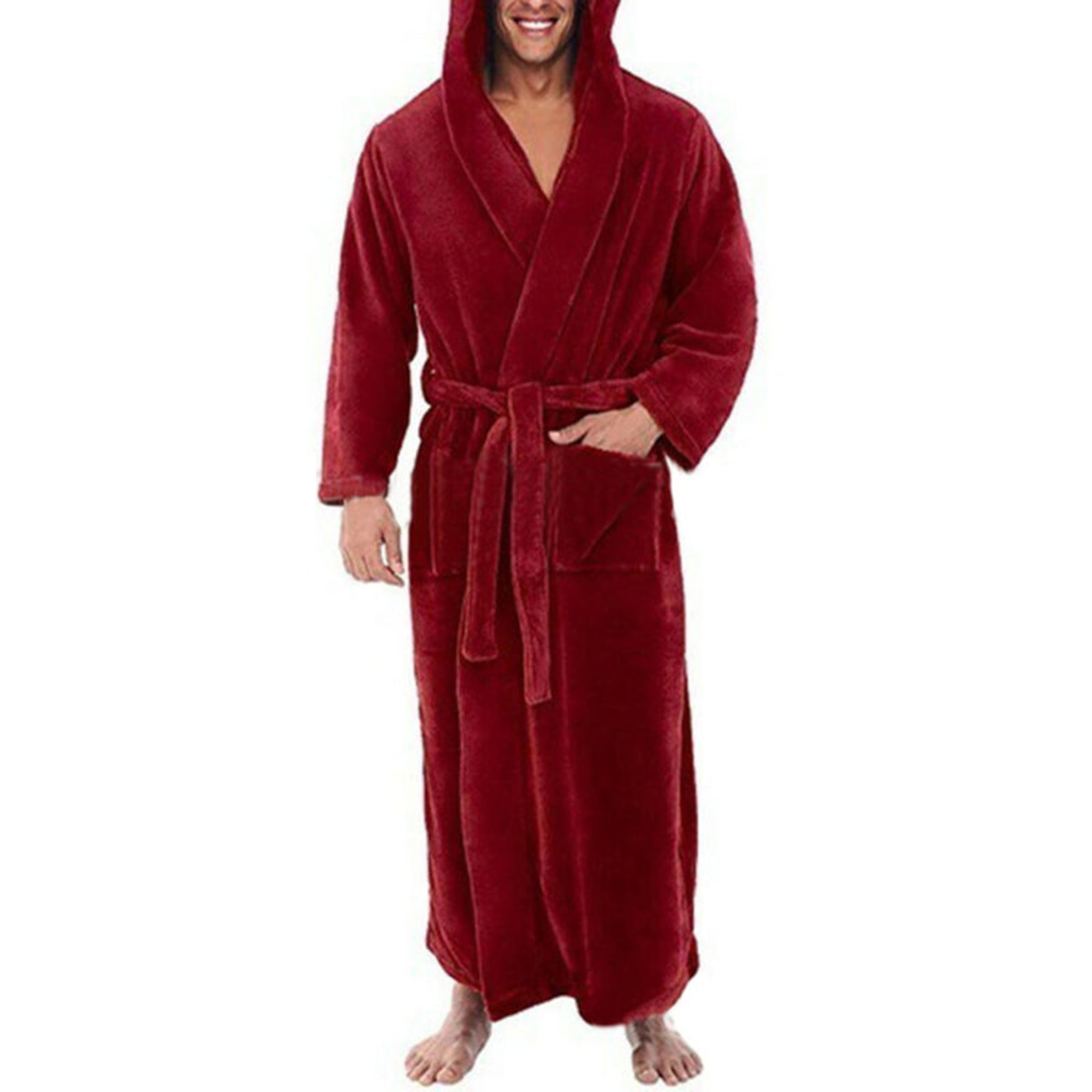 Details about   Womens Long Hooded Bathrobe Fleece Full Length Bathrobe with Hood Winter Sleepwe 