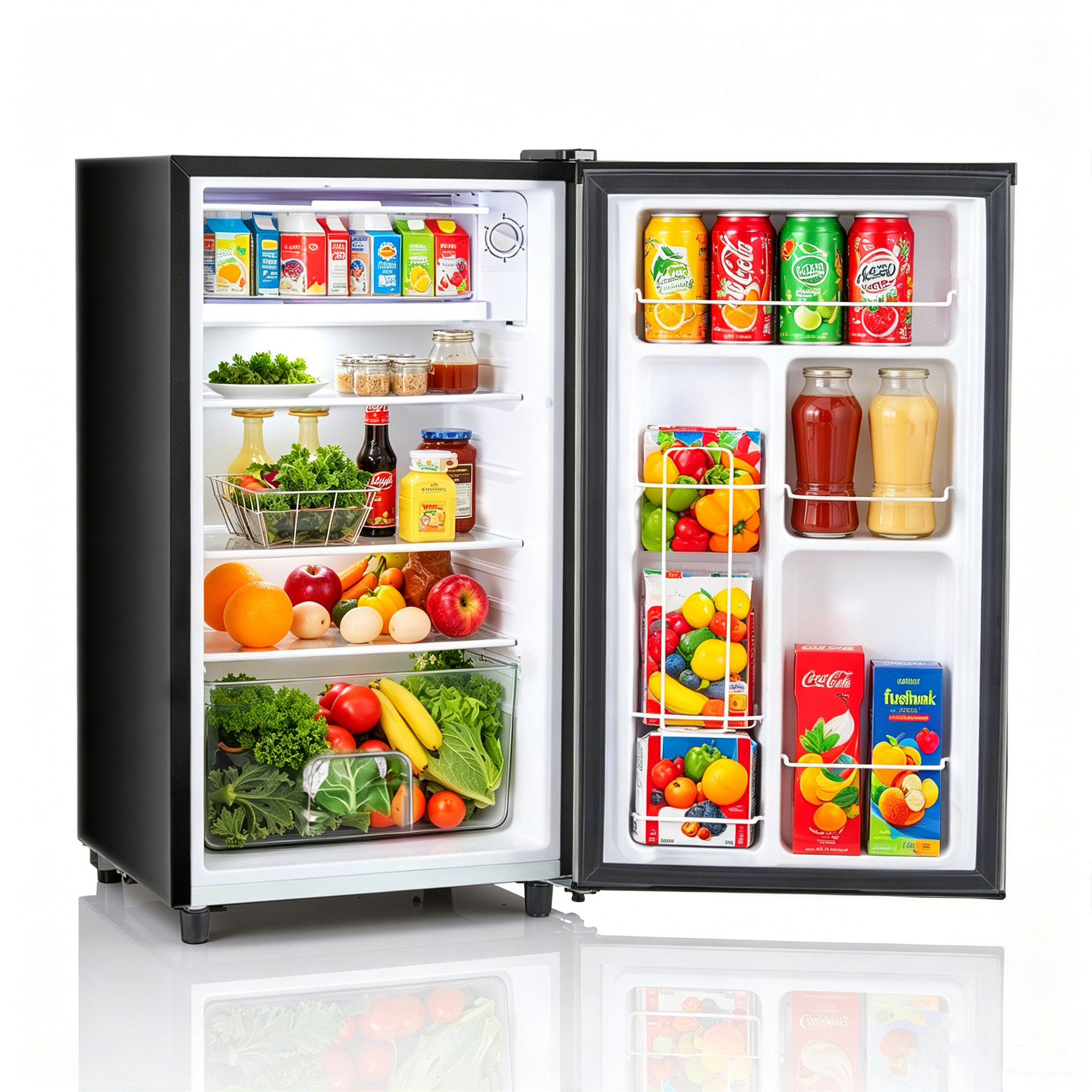 Upgraded Mini Fridge with Freezer, Compact Single Door, 3.2 Cu.Ft , Adjustable Thermostat, Low Noise, Perfect for Bedroom, Dorm, Office, 17.5" D x 17.7" W x 31.5" H, Black