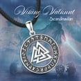 thumbnail image 5 of EUDORA Sterling Silver Viking Valknut Knot Necklace for Women Men, Norse Amulet Energy Valknut Rune Pendant Jewelry Gift Husband, Son 24" Rope, 5 of 8