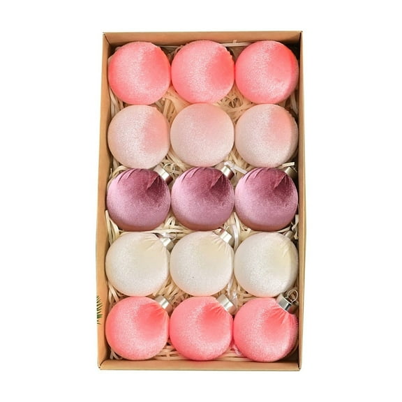 15PCS Velvet Christmas Ball Ornaments - 3" Shatterproof Plush Xmas Tree Decorations for Holiday Home & Party Decor