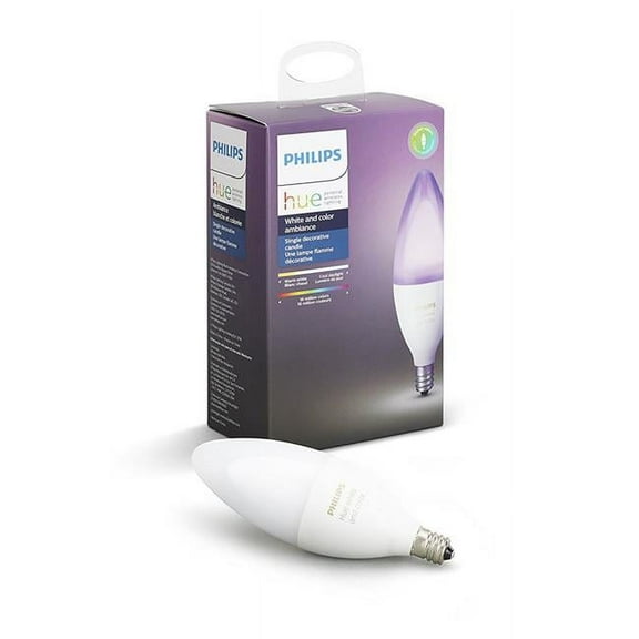 Philips  40 watt Equivalence Hue B39 E12 Candelabra LED Smart Bulb, White & Color Ambiance