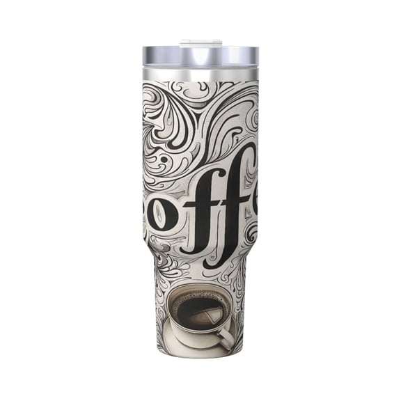 Coffee Cup Cup Insulated Tumbler Stainless Steel Vacuum Travel Mug 40 oz with Handle and Straw Lid