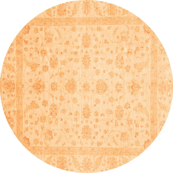 Ahgly Company Indoor Round Oriental Orange Traditional Area Rugs, 7' Round