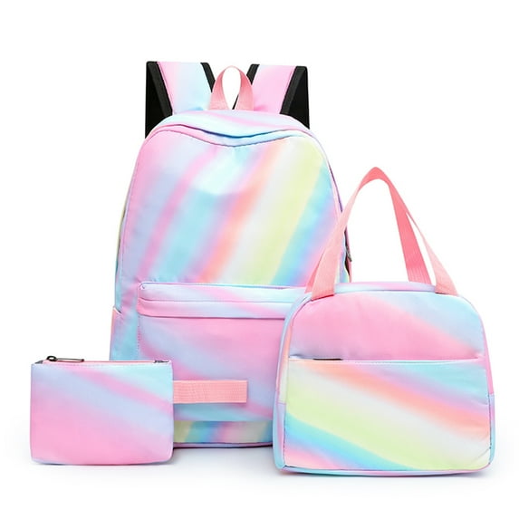 Smrinog Tie Dye Backpack Student Schoolbag Laptop Bookbag 3 Piece Insulated Lunch Box