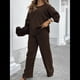 thumbnail image 5 of Traje de Dos Piezas para Mujer: Cuello Redondo, Top Básico, Pantalón . Marrón XXXL, 5 of 8