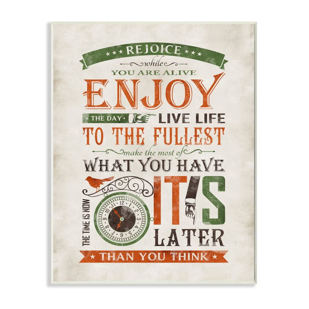 Stupell Industries Now Is The Time Inspirational Word Design Wall Plaque by Ester Kay